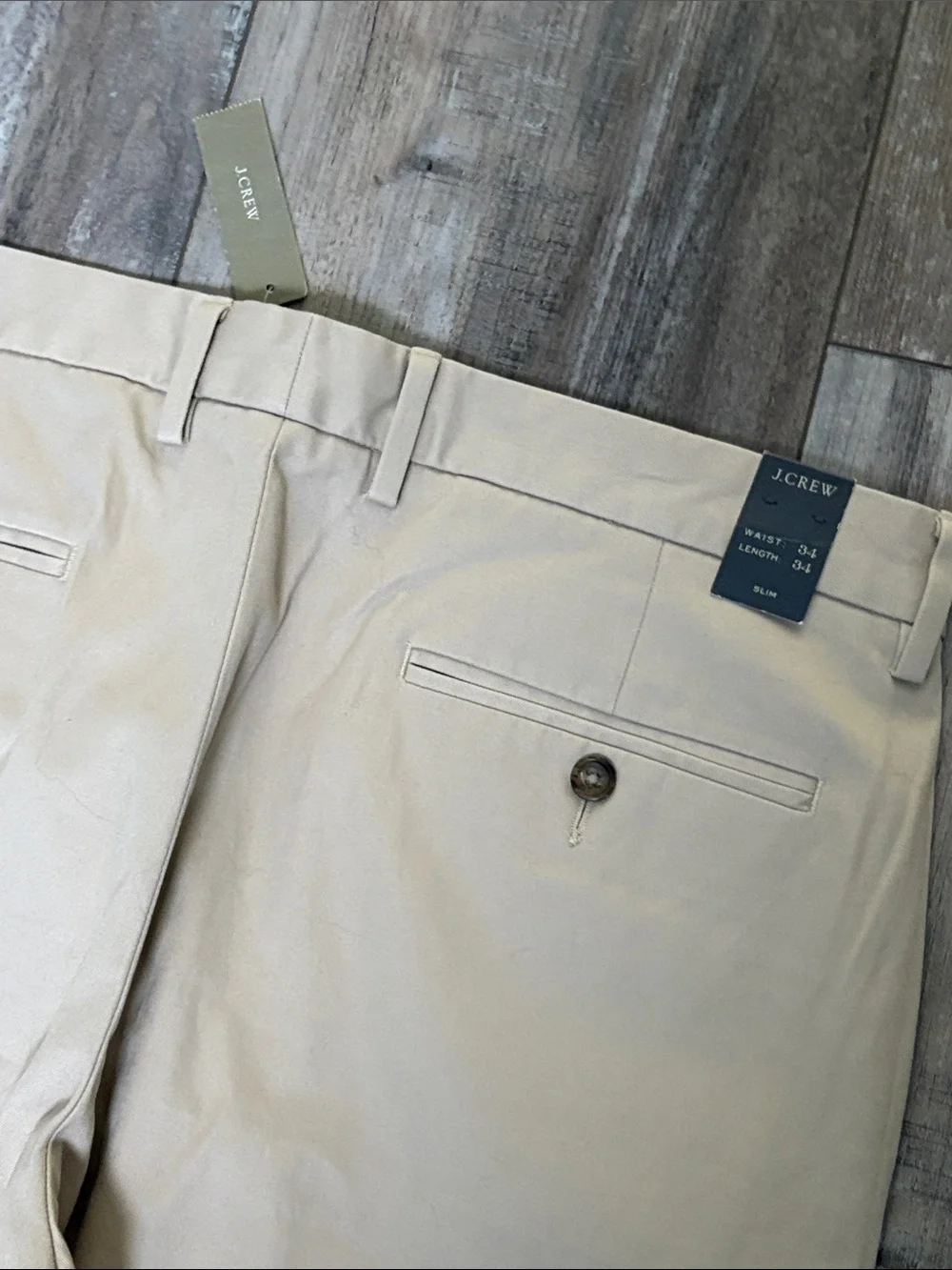 NWT J. Crew Bowery Dress Pant 34x34 Stretch Chino Khaki Slim Preppy Work Office